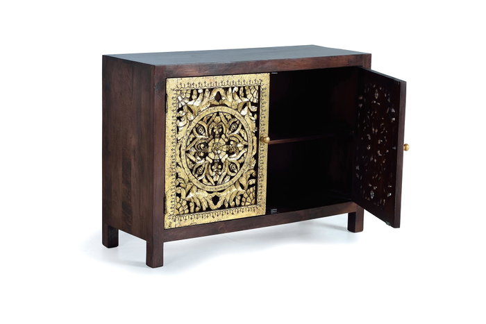 GINER Y COLOMER Cómoda de madera de mango con detalles en bronce
